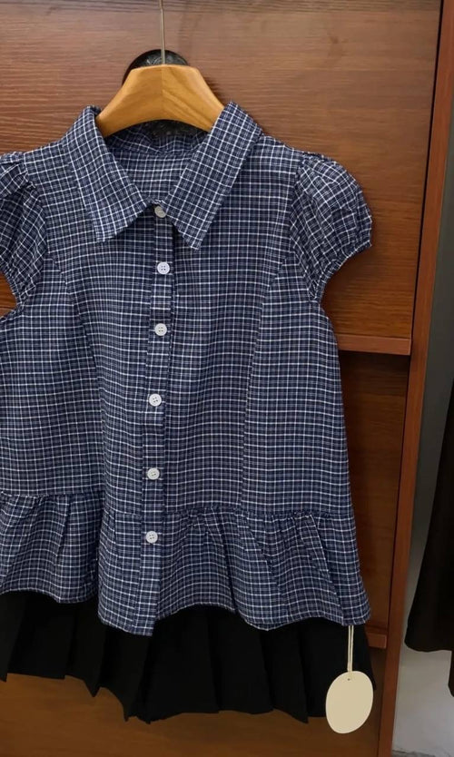 Checkered Peplum Top