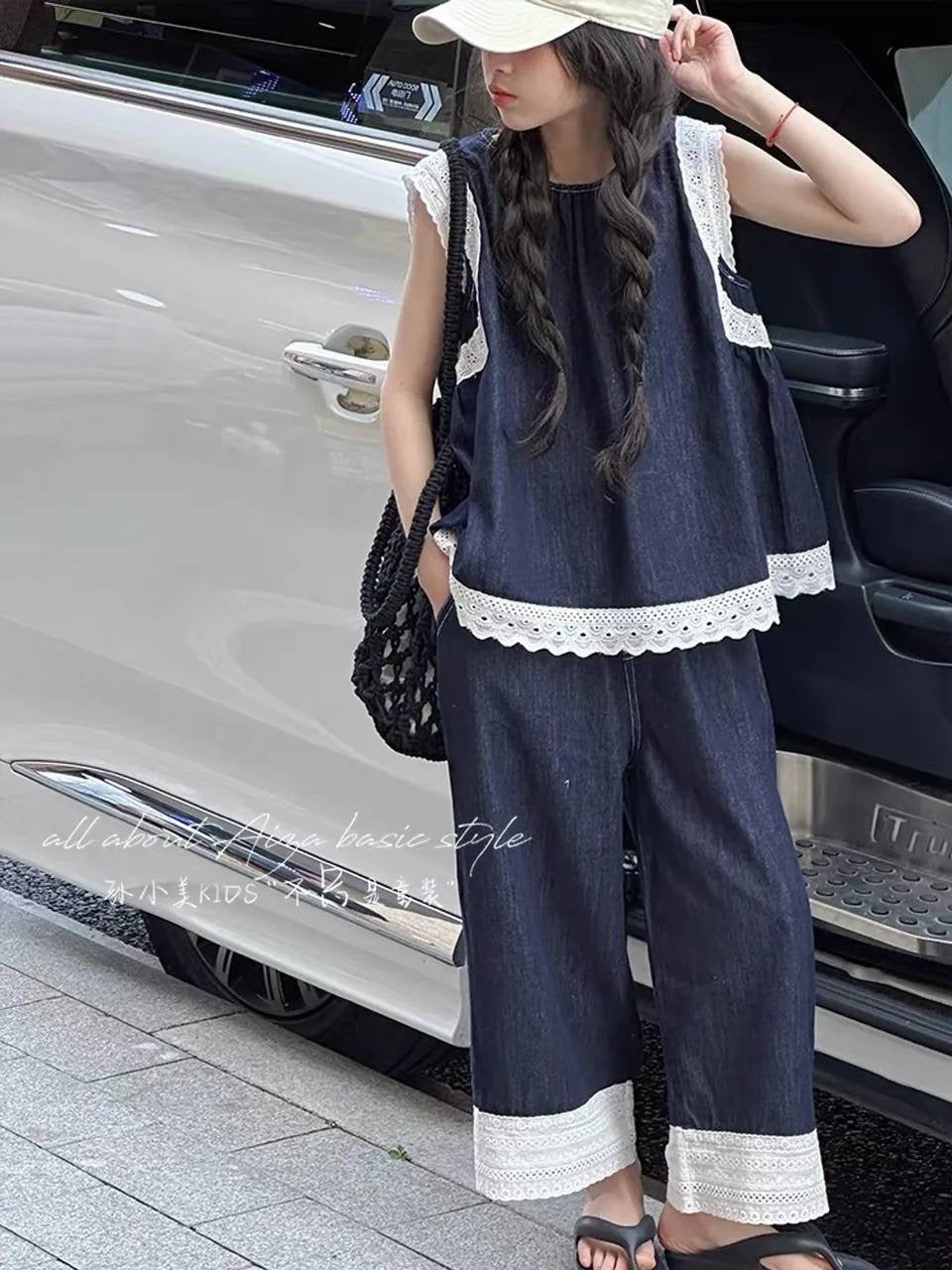 Lace Denim Top