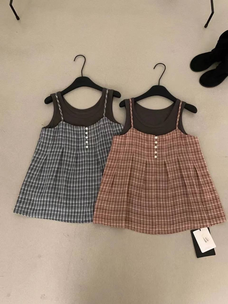 Mila Checkered Layered Top