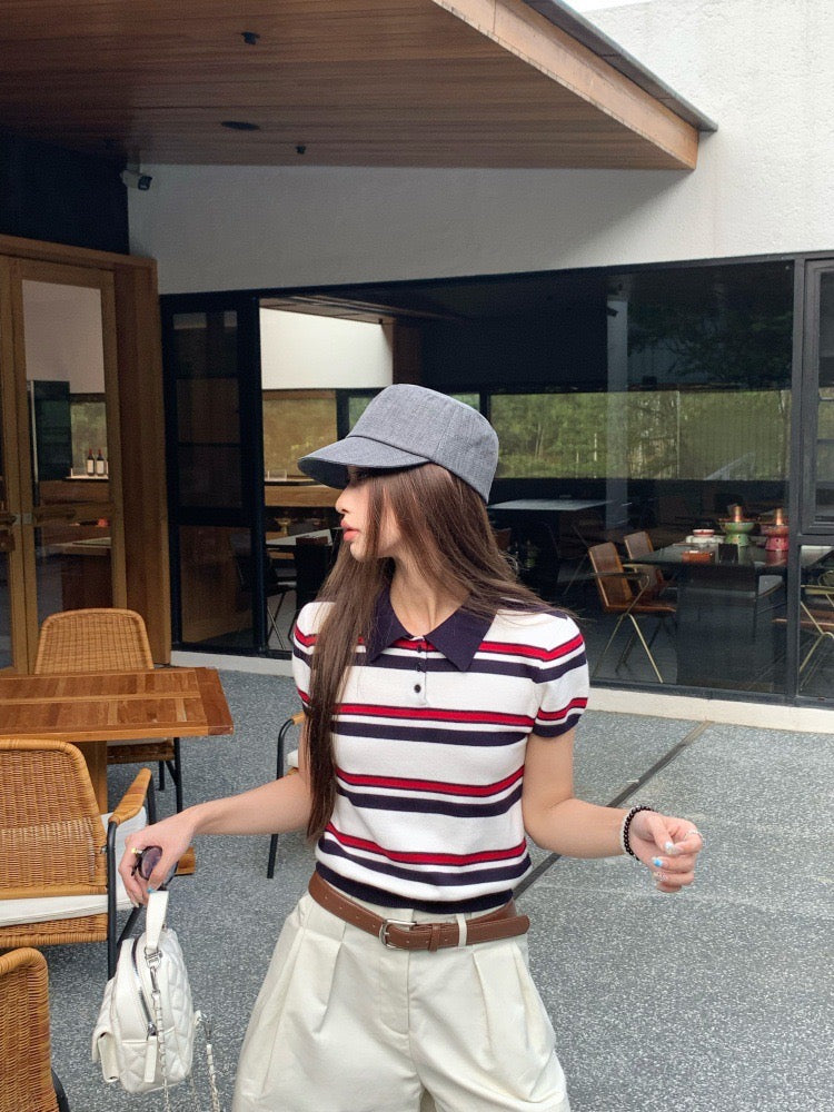 Mia Stripe Polo Knit