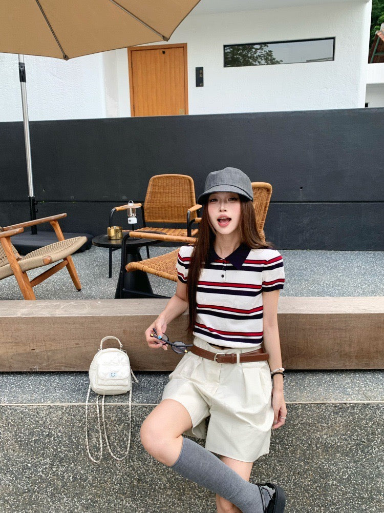 Mia Stripe Polo Knit