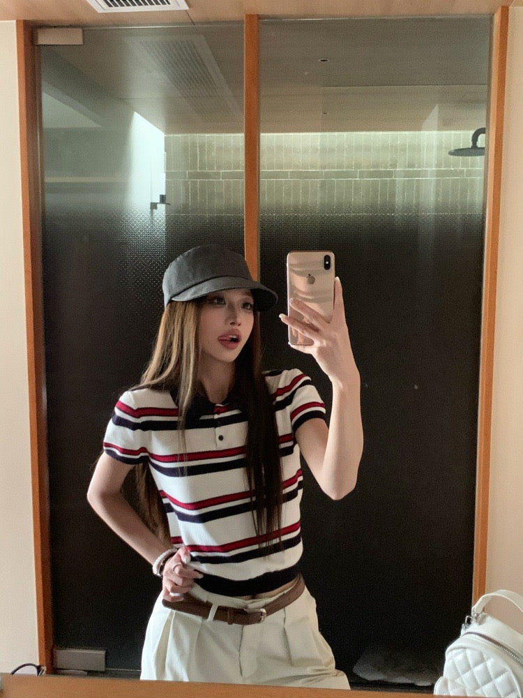 Mia Stripe Polo Knit