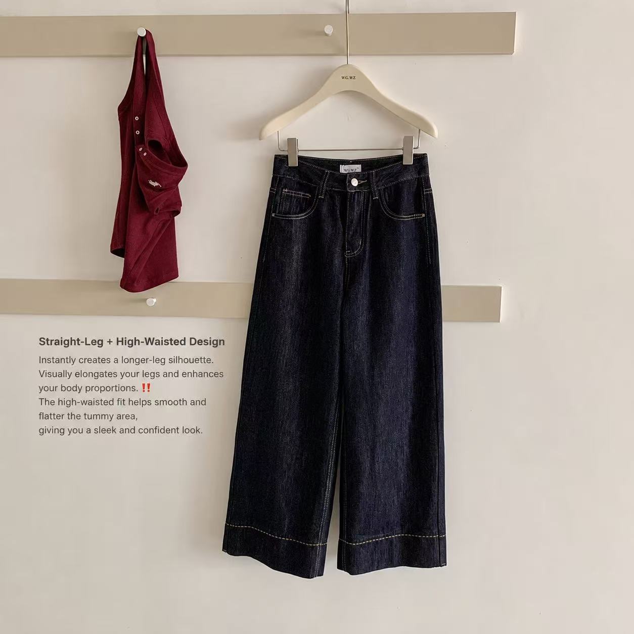 Classic Dark Wash Wide Leg Jeans